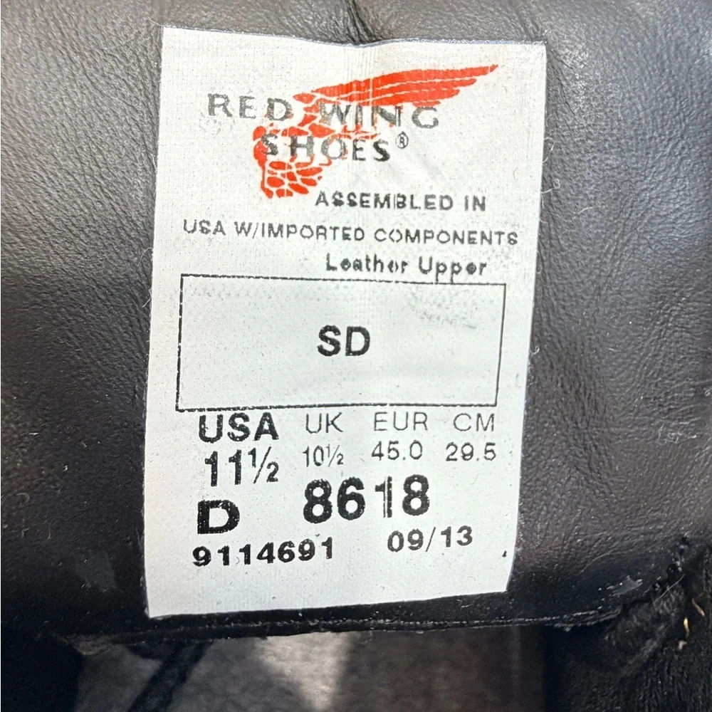 Red Wing 8618 Men's Black Leather Oxford Work Shoes Slip Resistant 11.5 D